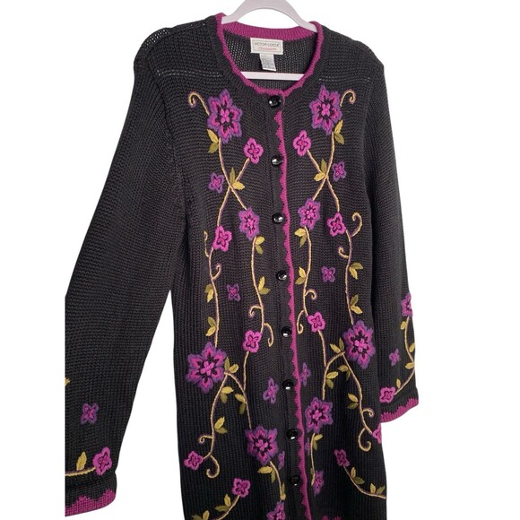 Victor Costa Sweater Dress Floral Knee Length - Picture 2 of 11